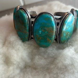 Sterling heavy Royston turquoise bracelet